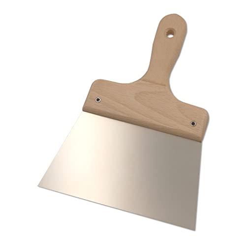 DEWEPRO® Breitspachtel - Flächenspachtel - Malerspachtel mit stabilem Holzgriff und Edelstahlblatt - Breite: 180mm - Fugenspachtel