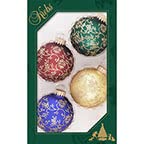Krebs Glas Lauscha GmbH Traditional Color 7cm Balls with Gold Glitterlace (4)