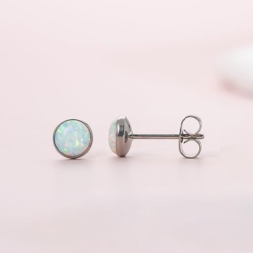 Limerencia G23 Pure Titanium Hypoallergenic Earrings | Minimalist Opal Stud Earrings | F136 Implant Grade | Suitable for Sensitive Ears Delicate Jewelry 5