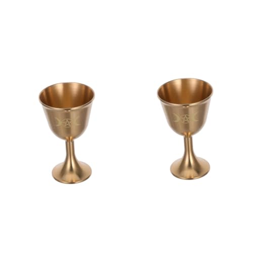 Alipis 2 Pièces Gobelet Cuivre Vintage avec Pentagramme Coupe Cérémonielle Décorative pour Rituels et Offrandes pour Pratique Bouddhiste Cérémonies Religieuses