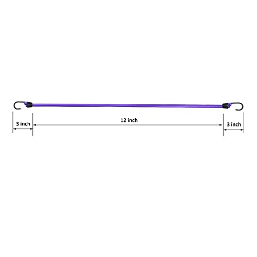 Joneaz Bungee Cords Heavy Duty Outdoor 12 Inch, 4 Piece 10Mm Diameter Purple Bungie Straps With Reinforced Metal Hooks, Marine Grade #TOP1
