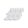 Under Armour Unisex-Adult Essential No Show Socks 6 Pack, (100) White/White/Halo Gray, Large