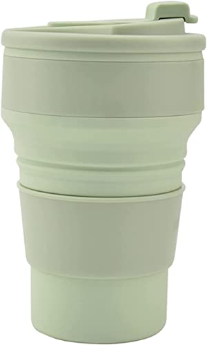 YRUISI Silikon-Flasche, faltbar, Taschenformat, Silikonflasche, leicht zu tragen, geeignet für Reisen, Camping, Zuhause, Büro (350 ml, grün)