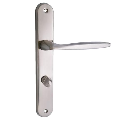 Domino Set de poignées de porte Kit de poignée de porte WC – Ensemble pour porte de salle de bain avec raccords en aluminium argenté universelle MIA M9...