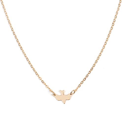 kawehiop Collier chaîne paix colombe pendentif Style Simple universel court tour de cou saint valentin colliers pour femmes adolescentes, Or Cover