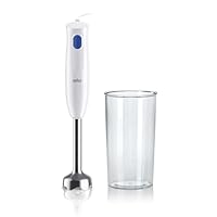 Braun MultiQuick 1 MQ10.001MWH Frullatore ad Immersione Leggero, Tecnologia EasyTwist, Bicchiere da 600ml Incluso, 450W, Acciaio, Bianco