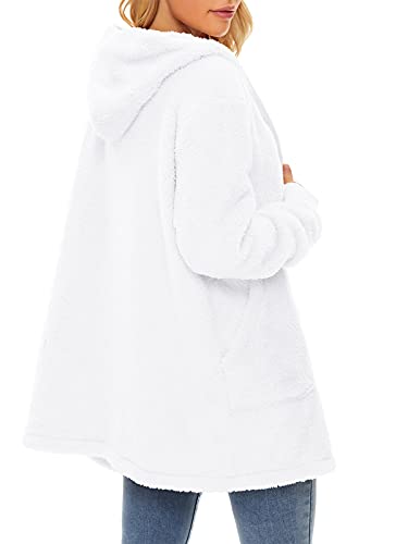 Image of Century Star Women Fleece Cardigan Hooded Loose Fuzzy Cardigan Coat Womens Fuzzy Jacket Outwear