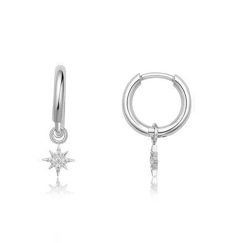 Limerencia Titan Creolen mit Anhänger, G23 Medizinische Hypoallergen Hängende Ohrringe mit Perlen Kubischer Zirkoniumdioxid für empfindliche Ohren Mode Damenschmuck