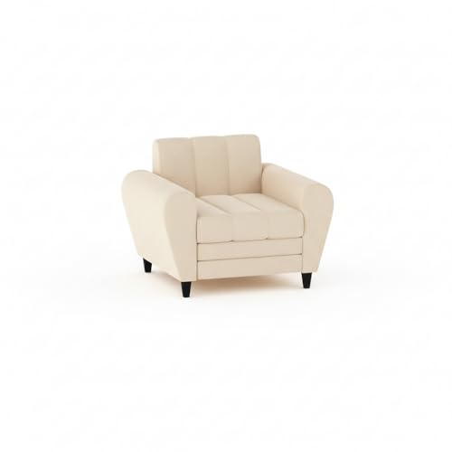 Image of Torque Bali Fabric 1 Seater Sofa for Living Room (Beige) | Comfortable 1 Seat Sofa |Wooden Sofa One Seater Couch for House Warming Gifts 1 Year Warranty