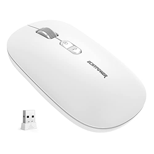 Echtpower Computer Mouse Wireless, 2.4G Portable Silent Optical Usb Mouse With Adjustable 1600 Dpi, Usb Mini Receiver, Ergonomic Quiet Click Computer Mouse For Laptop Pc Notebook Mac-White #TOP13