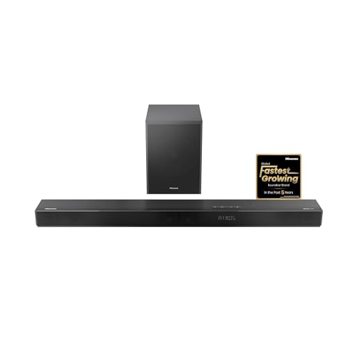 Hisense 3.1.2ch Soundbar U3120G - 3.1.2ch Premium Sound Bar with Wireless Subwoofer, 420W, Bluetooth 5.0, EzPlay, 4K HDR Pass Through, Type-C, HDMI ARC/Optical/AUX/USB, 7 EQ Modes