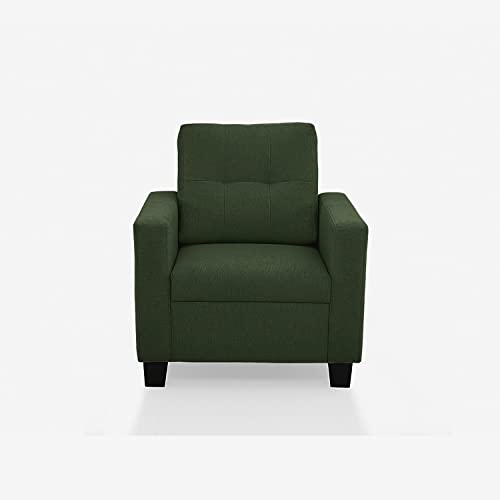 Image of Duroflex Ease - 1 Seater Sofa | Premium Fabric, High Comfort Foam, Durable Wood Frame & Easy Maintenance | 3 Year Warranty | Single Seater Sofa for Living Room - Sap Green