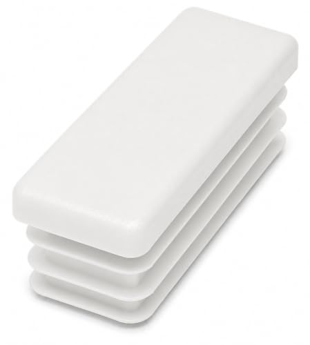 Image of (Pack of 10) Rectangular Plastic Plugs 25 /32 inch x 2-3 /8 inch (20 x 60 mm), Matt Tube Inserts, Fence Post Caps, Pure White RAL 9010