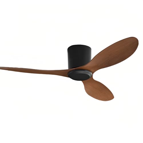 GZDXBF Ventilador De Techo Sin Luz - 6 Velocidades/Función Verano-Invierno/3 Aspas De ABS - Ventilador Silencioso con Control Remoto - para Dormitorio/casa Rural/Patio/Interior(Walnut,42in(107cm))