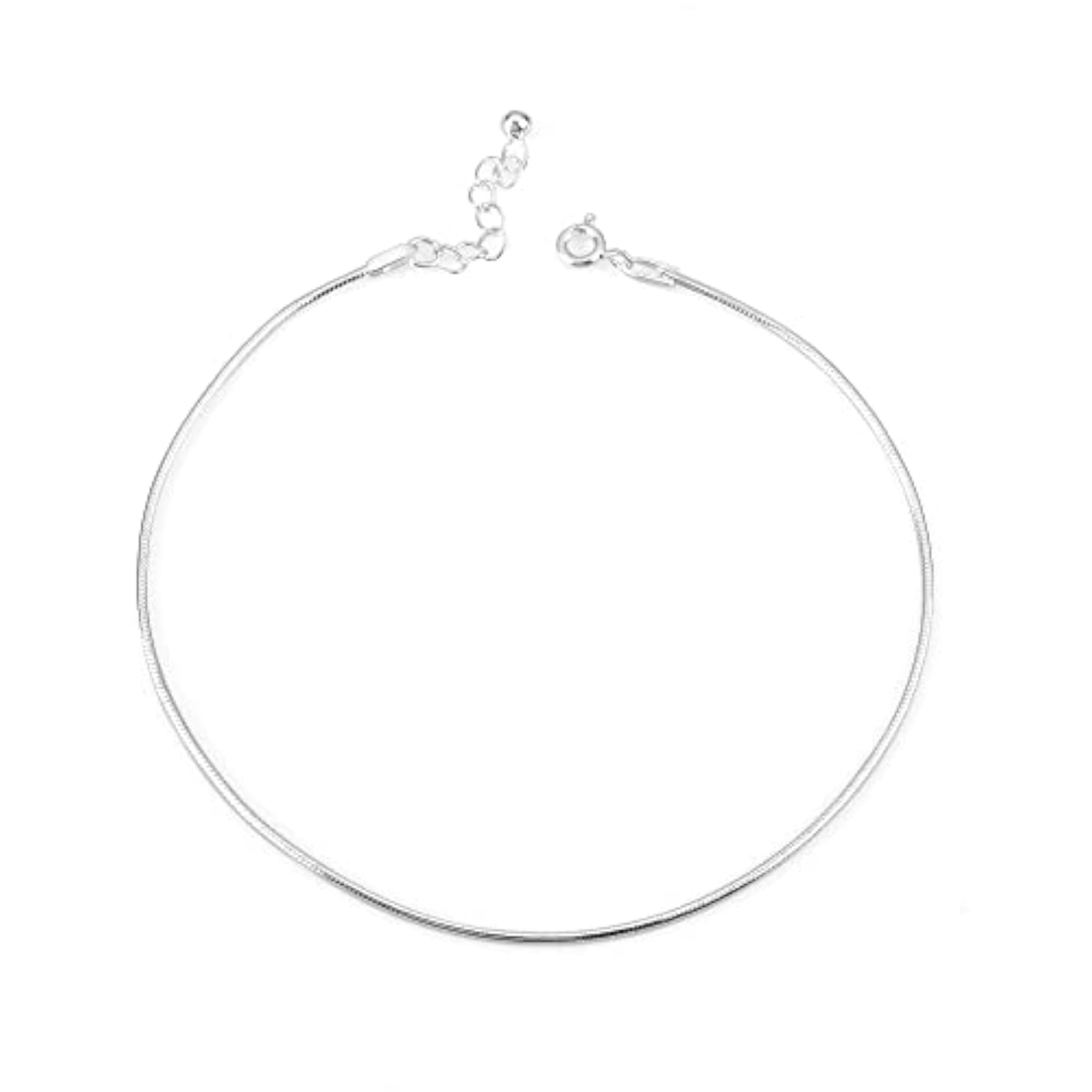 Women's 925 Pure Silver Threaded Snake Pattern Anklet, Traditional