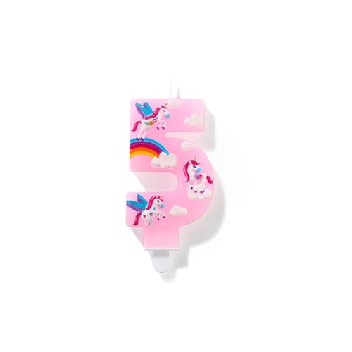 Velas de Cumpleaños Unicornio Número 5 - Vela Numérica para Pastel, Decoración Aniversario