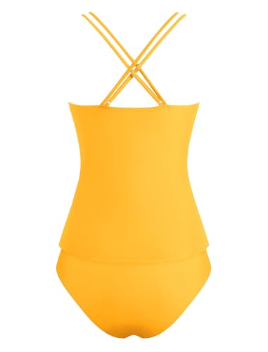 Image of ZAFUL Womens Tankini Swimsuits V Neck Push Up Swim Top Color Block Tummy Control High Waisted Bathing Suits Swim Bottom