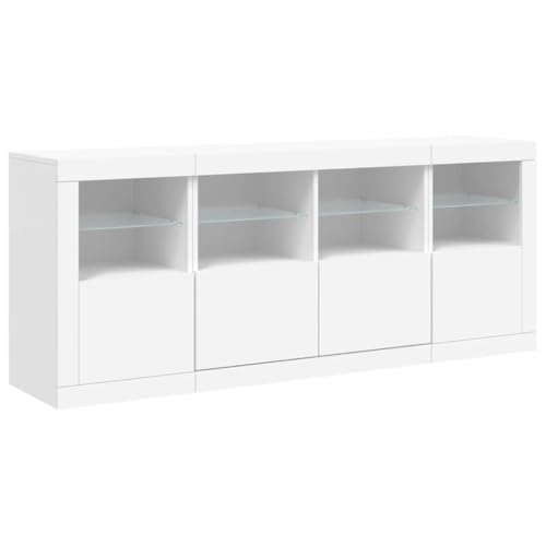 Aparador con Luces LED Blanco de Diseño Minimalista y Superficie Resistente 6