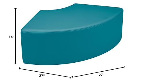 Image of Sprogs 12 inch H Structured Quarter Round Stool -Flexible Modular Collaborative Soft Seating for Office, Home, Lounge and School Classrooms with Durable Frame & Set of 2 inch Casters Add-on -Teal