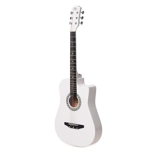Image of Intern INT-38C-WH Right hand Acoustic Guitar Kit, With Bag, Strings, Pick, Strap and String Winder (38C, WHITE)