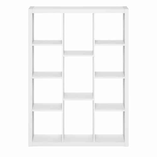 Image of Furinno Viola 11-Cube Book Shelf, 1.2 inch Thick Frame, White