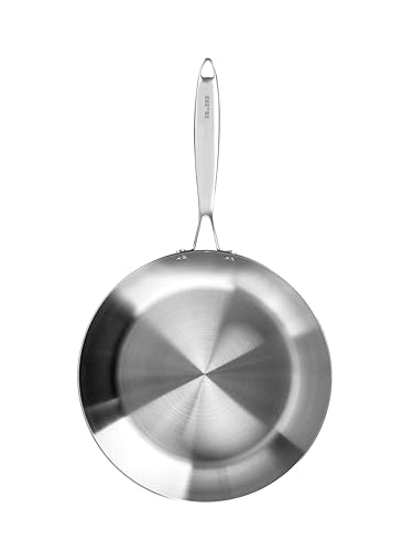 Sarten - sartén honda de 24 cm en acero inoxidable triply, resistencia al calor, distribución uniforme del calor, apta para todo tipo de cocinas.