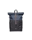 Sandqvist Icon Rolltop Backpack M, Zaino Unisex-Adulto, Multi Black/Navy with Black Leather, One Size