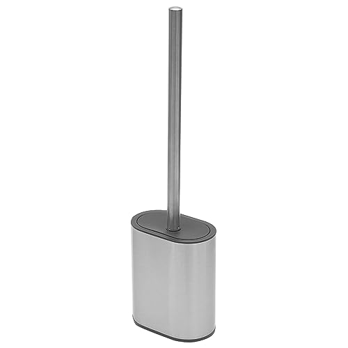 Image of Half Size Stainless Steel Toilet Brush Holder with Flexible Rubber Brush Head, Black by Home Basics