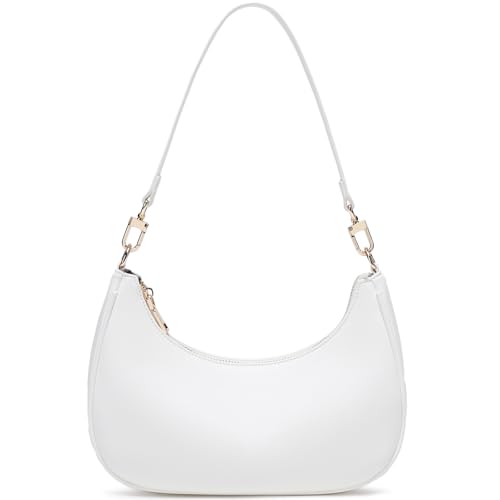Bolsa de ombro feminina fofa Hobo Vintage com bolso com zíper - Bolsa clutch leve nas axilas para uso diário, Branco