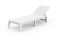 Keter Palma Folding Garden Lounger for Outdoor Terraces, Patios, Gardens, 4 Positions, White