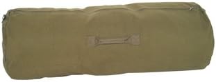 Olive Drab - Military Large Duffle Bag w/Side Zipper, 25" x 42" (Cotton Canvas)