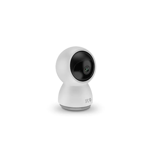SPC Lares 360 – Cámara Inteligente de vigilancia Indoor con Cabezal 360 Grados, Seguimiento de Personas, detección Movimiento, visión Nocturna, Audio bidireccional y tamaño reducido, Blanca
