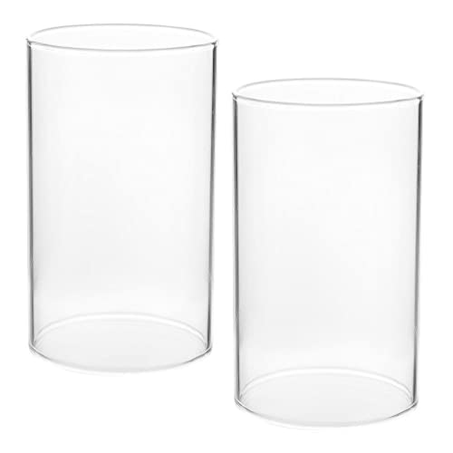 IMIKEYA 2 piezas de cristal cilindro vela paraguas transparente huracán candelabro paraguas a prueba de viento cubierta de tubo de vela reemplazo para el hogar fiesta vacaciones festival decoración