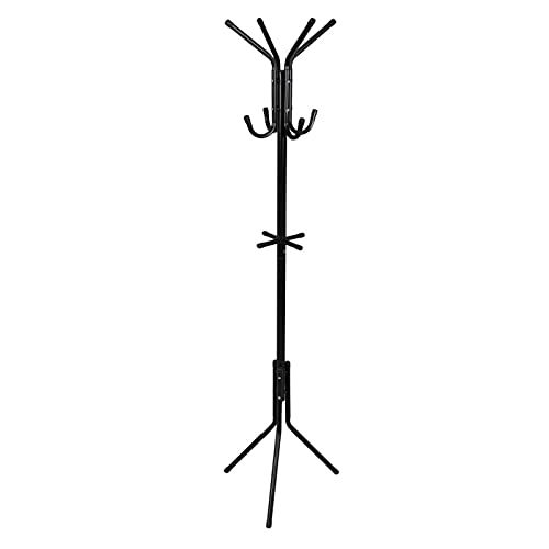 Acan Tradineur - Perchero de pie metálico 12 Ganchos, Soporte para Abrigos y Sombreros, Estilo Minimalista, para recibidor u Oficina, Negro, 170 x 46 cm, Modelo Aleatorio