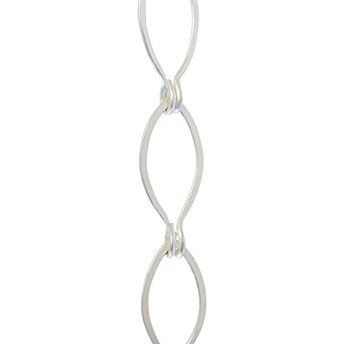 Image of RCH Hardware CH-04-MS-3 Decorative Matte Silver Solid Brass Chain for Hanging, Lighting - Sleek Ovals and Unwelded Links (3 ft /1 Yard)