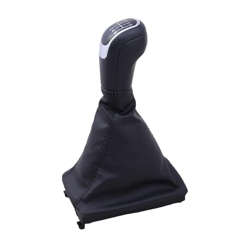 Image of 6-Speed Manual Transmission Gear Knob with Leather Gaiter Boot Cover Universal Car Gear Shifter Knob with Shift Pattern Display Ergonomic Design for Smooth Driving Experience