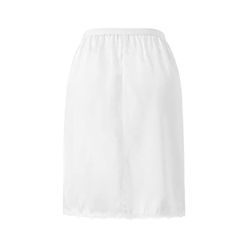 Women Lace Trim Half Slip Solid Elastic High Waist Bottomed Skirt Non Cling Knee Length Underskirt For Under Dress3