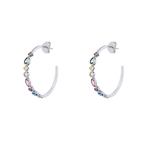 Créoles en C argent 925 et zircones colorés pour illuminer vos tenues de bureau et de soirée