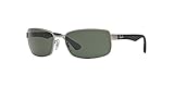 RAY-BAN RB3478 Polarized Rectangular Sunglasses, Gunmetal/Polarized Green, 60 mm