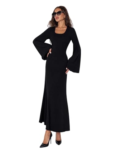 Robe longue avec nœud dans le dos et taille haute structurée