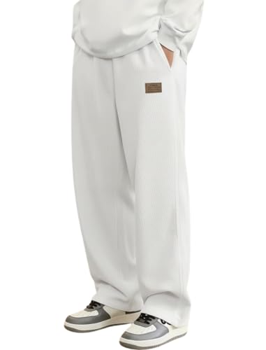 Image of Zombom Men's Comfortable Baggy Corduroy Pants | Relaxed Fit Stretch Waist Trousers for Everyday Wear | Casual Trouser for Man