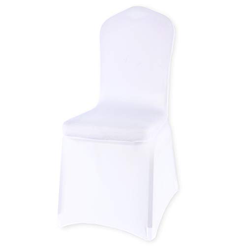 Monrise 12 Pcs White Spandex Chair Covers Wedding Universal - Polyester Stretch Slipcover