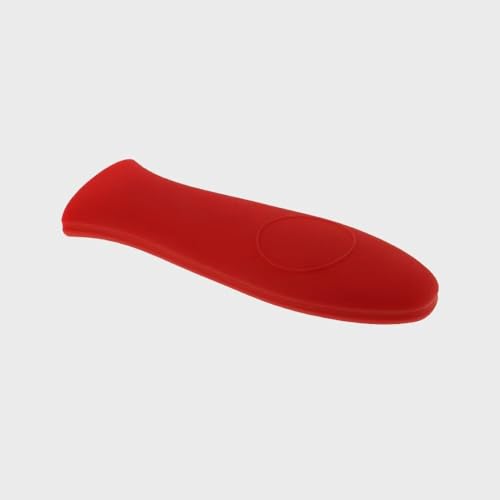 Capa de silicone vermelha para panelas de ferro fundido, serve para panelas de 22 cm ou maiores com design de fechadura, segura na máquina de lavar louça, protetor reutilizável resistente ao calor