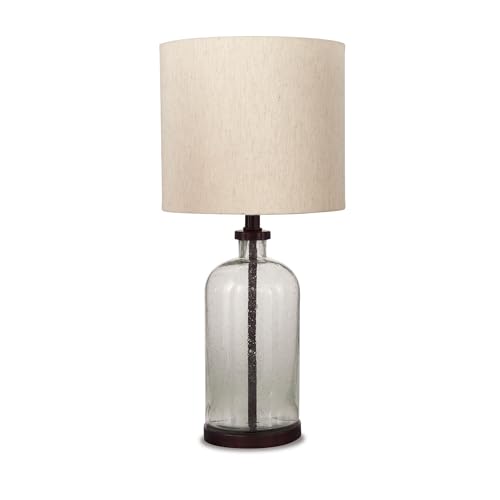 Signature Design by Ashley Bandile Modern Farmhouse 22.5' Seeded Glass Table Lamp, Bronze