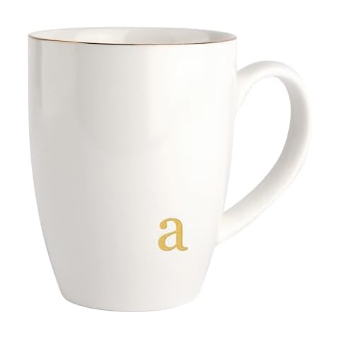 HOME SMILE Initial Coffee Cups for Women Friends,Monogram Ceramic Mugs with Letter a,Elegant Alphabet Tea Mugs,Cups for Office and Home,12 oz Cover