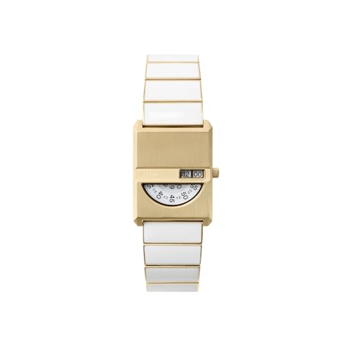 Breda 'Pulse Tandem' White and Gold with Metal Bracelet Watch, 26MM