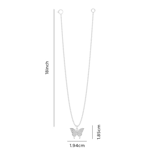 Image of Miss Highness 925 Silver Butterfly Pendant Necklace for Women & Girls | Minimal Daily Wear | Silver Jewellery With Authenticity Certificate | Gift for Girlfriend Wife | With Chain Pendant,(MHN-P-48)