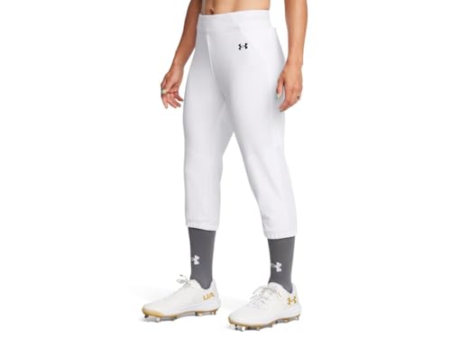 Under Armour Womens Utility Pro Beltless Pants - Lightweight and Durable for Softball Games SM White-Black