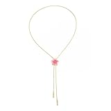 NINMQCFVG Coqueta, collar de flores coloridas con lazo para mujer, cadena de serpiente en forma de Y ajustable, collar bolo collar, regalo de joyería para verano