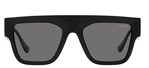 Versace VE 4430U GB1/81 Black Plastic Rectangle Sunglasses Grey Polarized Lens2
